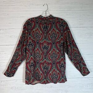 Vintage First Issue paisley button down shirt size 8 petite long sleeve
